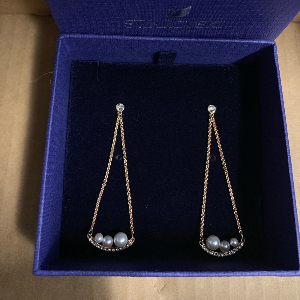 NIB Swarovski Crystal Pearl Drop Earrings
